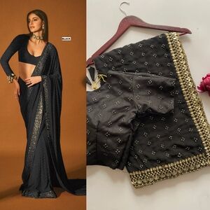 Elegant Black Embellished Saree